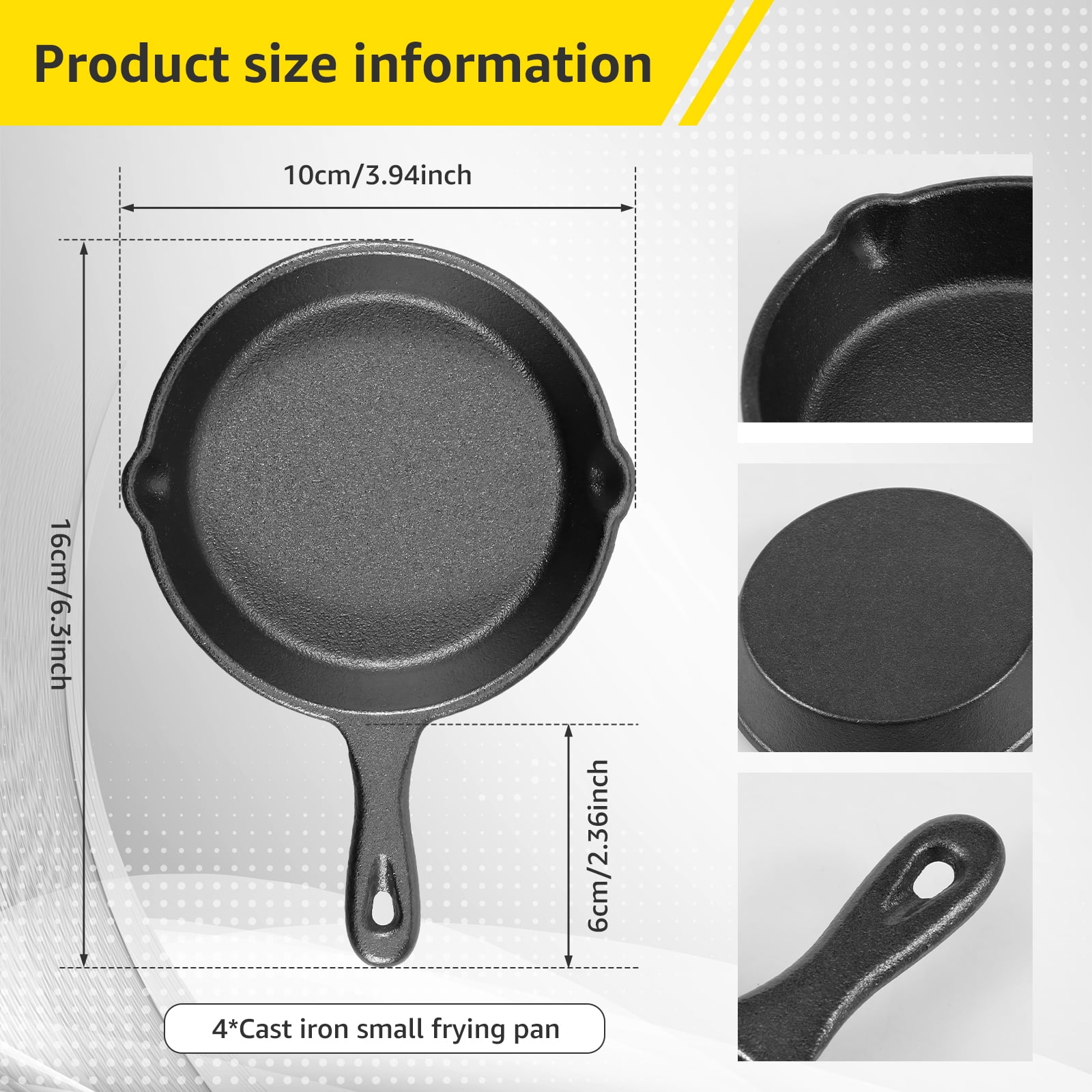 AEVXKHI 4PCS Mini Iron Skillet for Stove Oven, Anti Rust Non Stick Small Frying Pans Even Heating No Coating Egg Frying Skillet with Double Drip Spout for Indoor and Outdoor