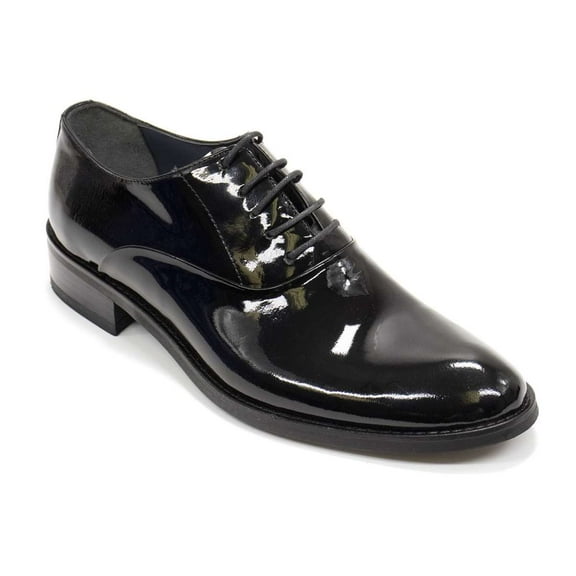 Elegante Men's Bruno Patent Leather Oxford Shoes, Black,10 M US