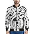 thumbnail image 3 of Chaqueta con cremallera maorí en blanco y negro para hombres y niños, sudadera de gran tamaño con estampado 3D, chaquetas bomber de manga larga para primavera y otoño, 3 of 5