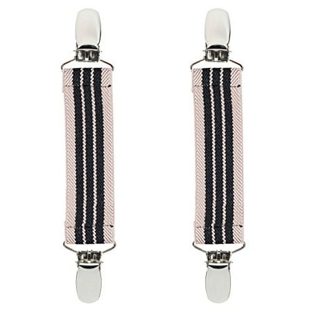Burgundy Leather Calf Boots - Hold’Em Boot Straps Elastic EXTRA STRONG METAL CLIP Made in USA Comfortable and Easy to Use Keeping Pants Smoothly and Nicely Tucked in Boots - 4” Inch -beige and black striped