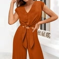 thumbnail image 2 of Women 2 Piece Outfits V Neck Sleeveless Tank Crop Top and High Waist Trousers Going Out Summer Loose Wide Leg Pants Casual Elegant Party Costumes Lounge Sets, 2 of 7
