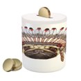thumbnail image 1 of Pug Piggy Bank, Portrait of a Dog Native with Bonnet Hand Drawn Illustration of Fun Animals Design, Ceramic Coin Bank Money Box for Cash Saving, 3.6" X 3.2", Red Black Tan, by Ambesonne, 1 of 4