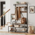 thumbnail image 2 of IDEALHOUSE Hall Tree with Bench and Shoe Storage Parent-Child Coat Rack Shoe Bench  Coat Tree Entryway Large Organizer with Shoe Rack, Storage Cubbies, Hooks, and Top Shelf, 2 of 8
