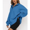 thumbnail image 6 of LYMAYTER ‌Women Half Zip Oversized Sweatshirts Fleece Stand Collar Long Sleeve Solid Color Workout Pullover, 6 of 9
