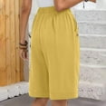 thumbnail image 4 of QATAINLAV Women's Shorts 7 Inch Inseam, Shorts for Women Casual Summer Elastic Waist Knee Length Loose Plus Size Lounge Bermuda Shorts with Drawstring Pockets Camisas Para Hombres Yellow M, 4 of 9