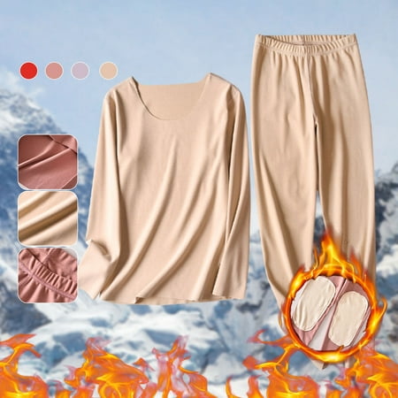 

Cold Weather 2 Piece Base Layer Thermal Underwear Set For Women Long Pajama Suit Warm Pajamas