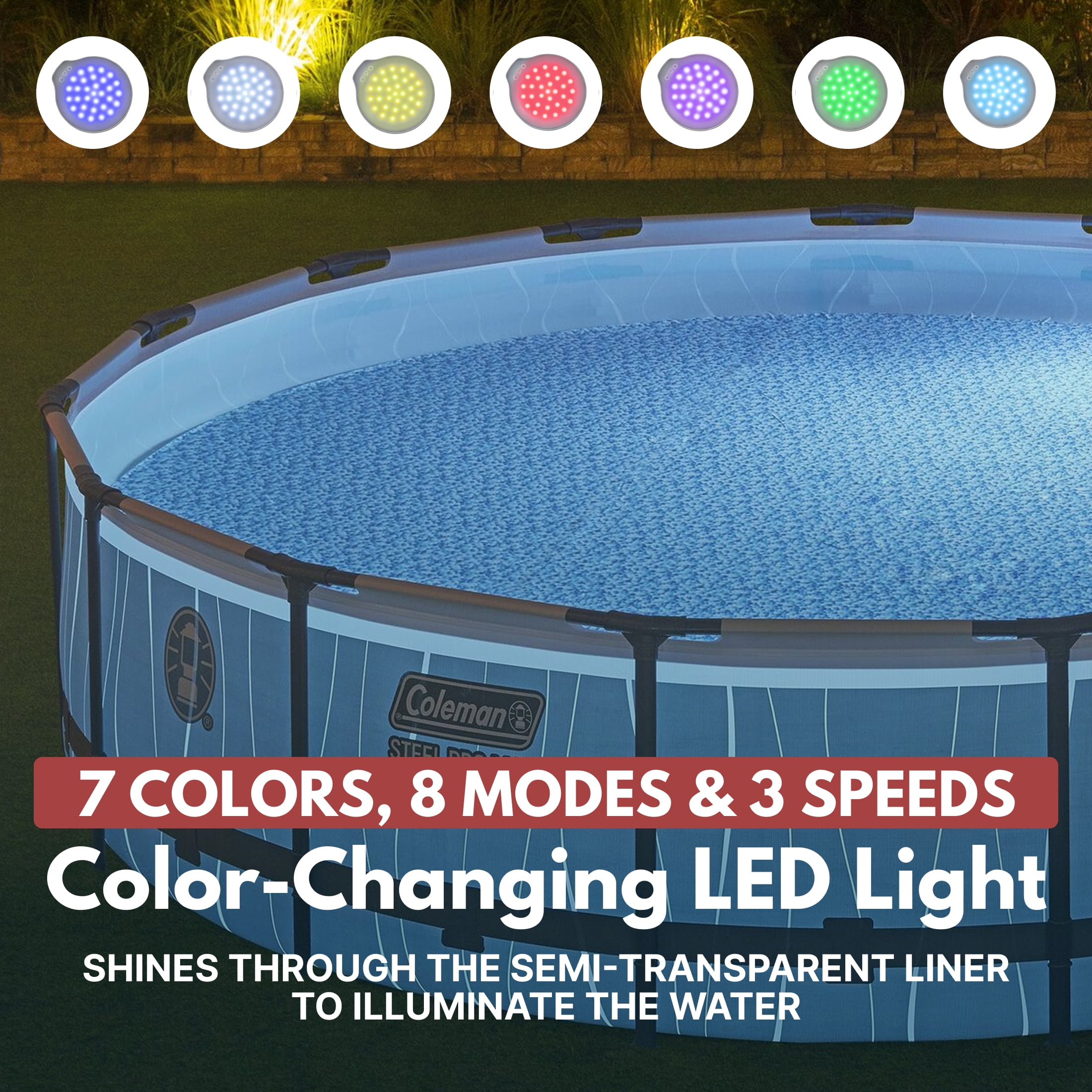 Coleman Steel Pro MAX 15' x 42" Round Above Ground Pool Set with LED Light