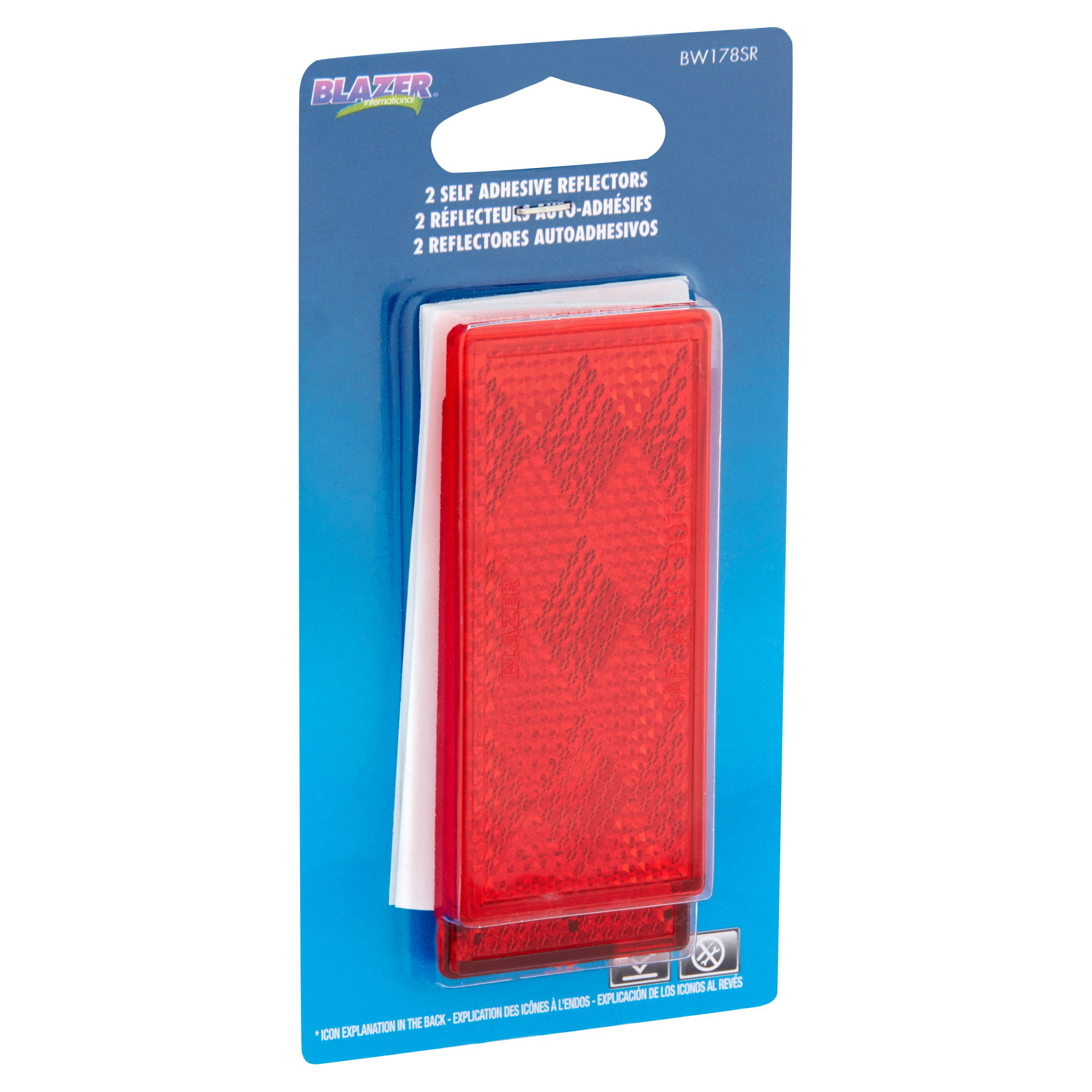 2-Pack Blazer International 4-1/2 in Oblong Red Self-Adhesive Reflectors