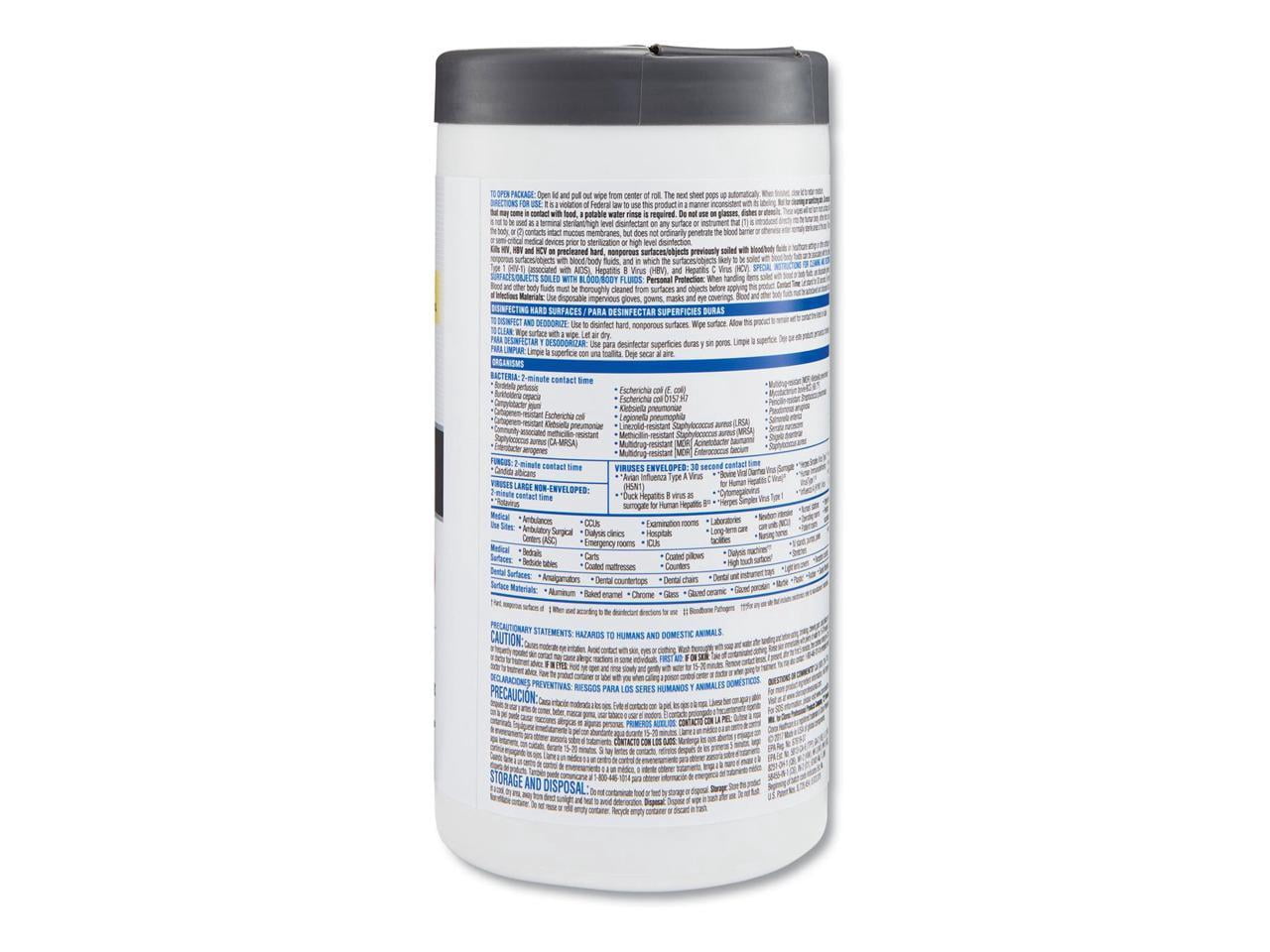 Clorox Healthcare VersaSure Disinfectant Wipes, Canister Of 85 Wipes