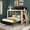 Blonde/Black, variant on Mid-Century Modern L-Shaped Twin Over Full Bunk Bed With Ladder on End, Blonde/Black