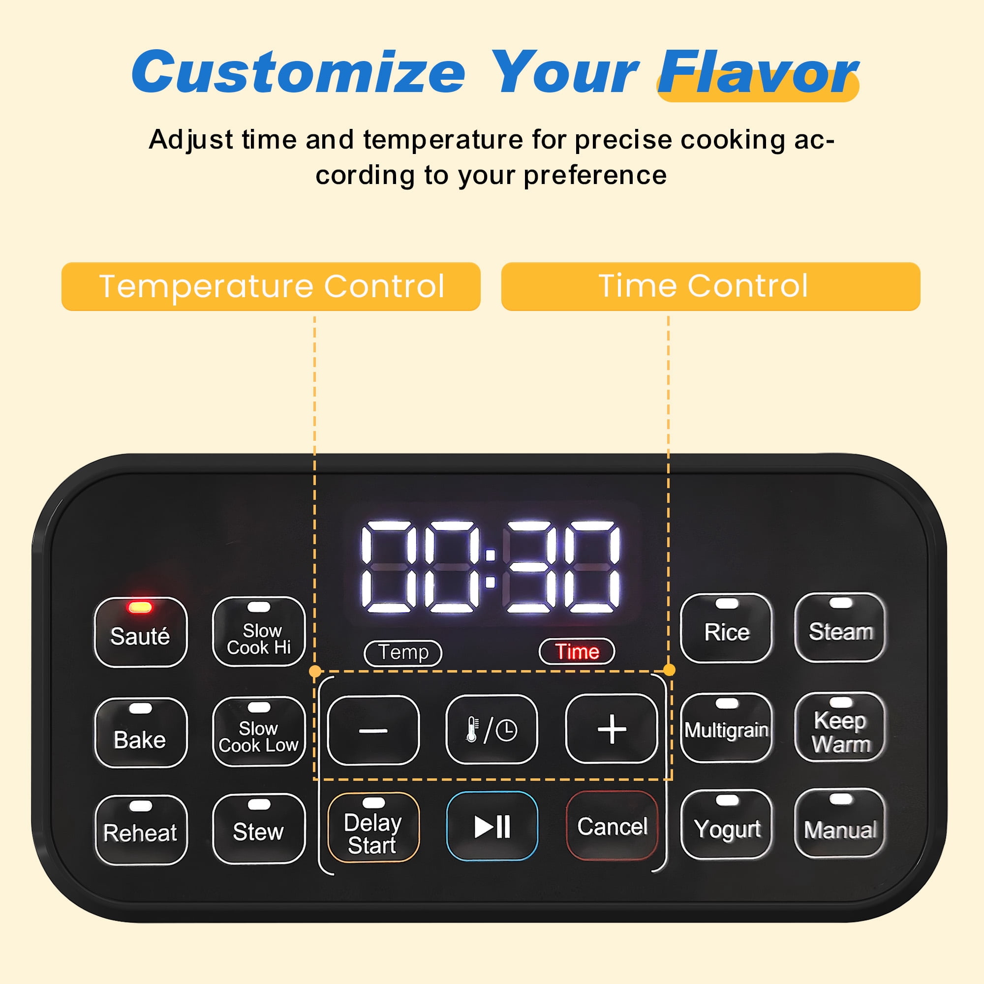 Sunvivi 12-in-1 Digital Programmable Slow Cooker, 6.5 QT Large Multicooker, Multi-Cooker with Timer, Temp Control, Blue