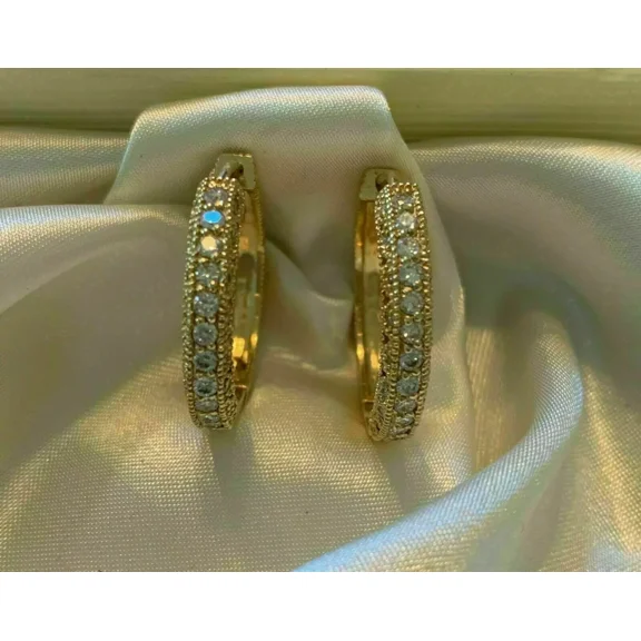14k Yellow Gold Plated 1Ct Round Cut Lab-Created Diamond Huggie Hoop Earrings