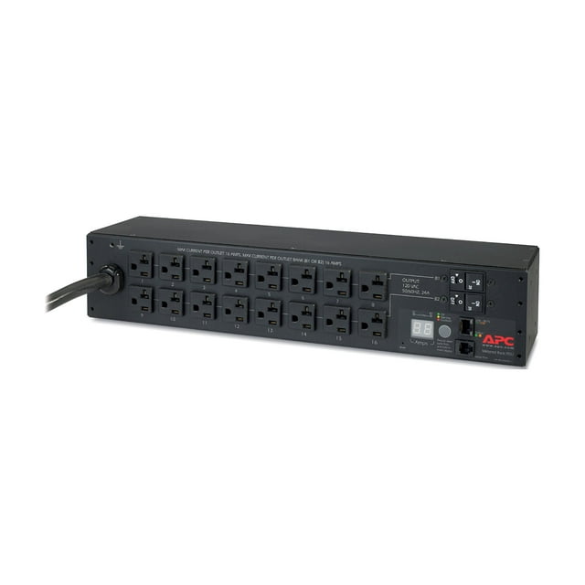 APC Metered Rack PDU AP7802B - Power distribution unit (rack-mountable) - AC 100/120 V - input: NEMA L5-30 - output connectors: 16 (NEMA 5-20) - 2U - 12 ft cord - for P/N: SMTL1000RMI2UC, SMX1000C, SMX1500RM2UC, SMX1500RM2UCNC, SMX750C, SMX750CNC