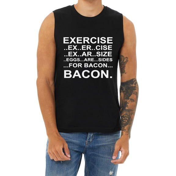 Men's Cut Off Shirts Humor Jokes Funny Bacon T-shirt Sleeveless Muscle Tee Shirt