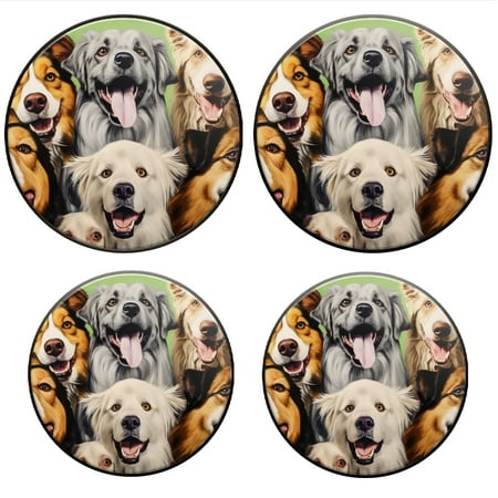 

BaHomeck Electric Stove Burner Covers Set of 4 Round Metal Gas Stove Burner Covers 8 Inch and 10 Inch Kitchen Decor Oil Painting Of Various Dogs And All Smiling