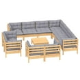 thumbnail image 3 of vidaXL 12 Piece Patio Lounge Set with Cushions Black Solid Pinewood, 3 of 8