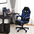 thumbnail image 2 of Giantex Chaise de Jeu, Fauteuil Inclinable Ergonomique avec Coussin Lombaire de Massage, Dossier Réglable, Repose-Pieds et Roulettes, Style Course pour Bureau à Domicile, Bleu, 2 of 8