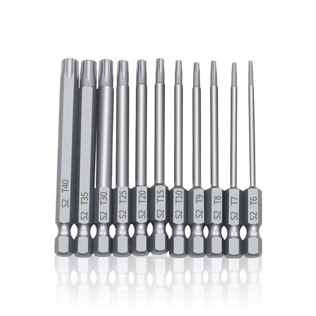 Juego de puntas de destornillador, herramientas de atornillado con mango Hexagonal, aleación de acero Torx, carpintería, mano de reparación de alta precisión, 75mm, 11 piezas sidaley TO001011-01
