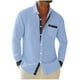 thumbnail image 2 of Blusa y camisa de manga larga con cuello vuelto para hombre, color liso, informal, a la moda, con bolsillos, manga larga, botones, cárdigan, abrigo, blusa de poliéster para hombre, 2 of 9