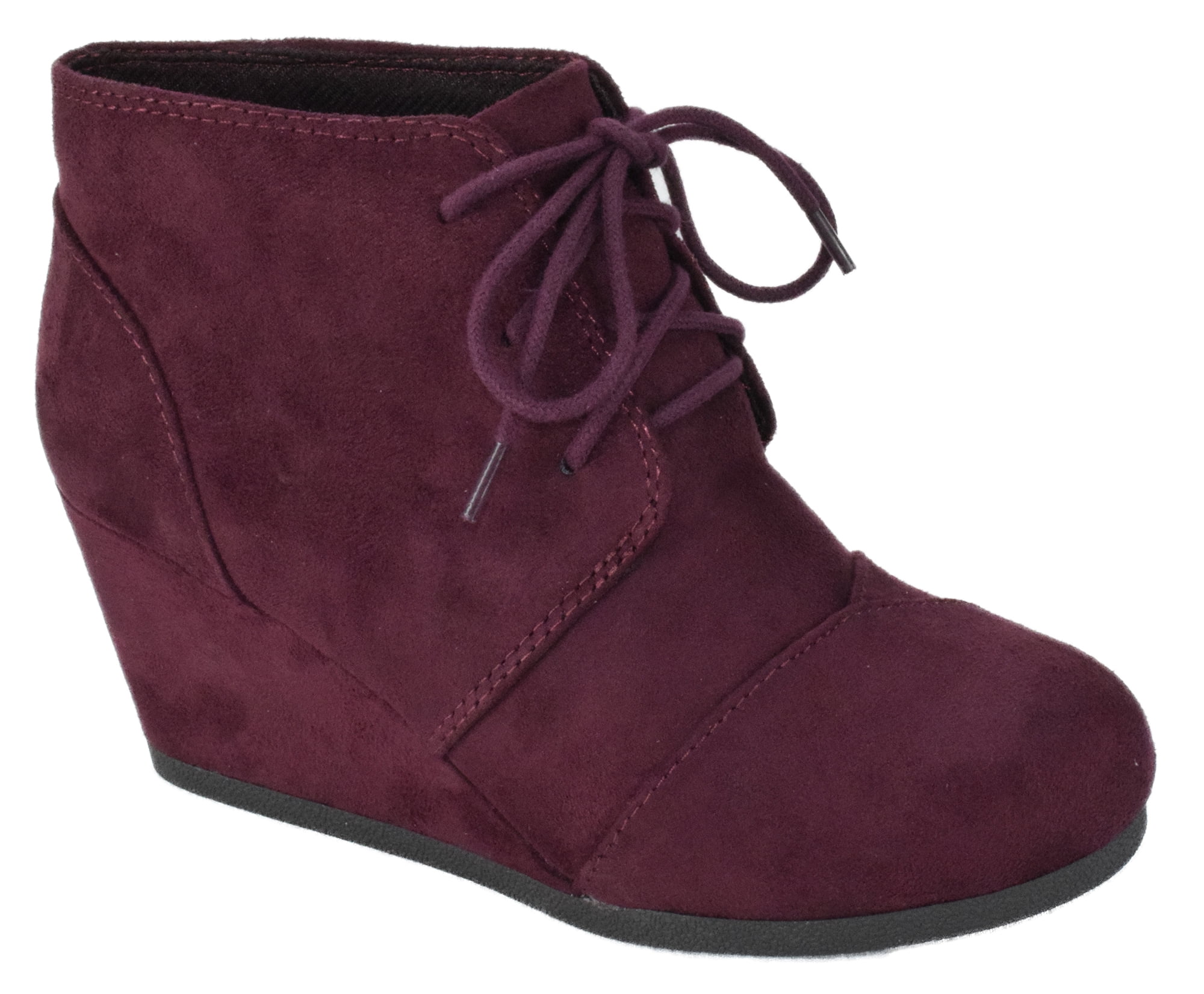 City Classified REX-S Women's Lace Up Wedge High Heel Bootie Boots 