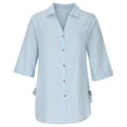 thumbnail image 4 of Ensembles pour Femmes Clairière Manches 3/4 Solides Tops Blouse Col en V Pull-Over Bleu Clair pour Femmes, 4 of 8