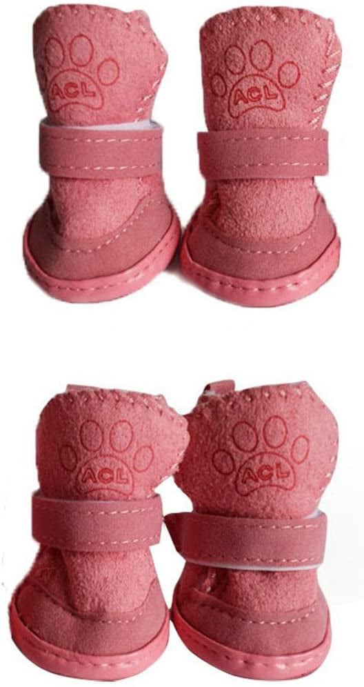 GabeFish Puppy Cute Cozy Warm Anti Slip Winter Boots for Small Medium Dogs Pets Cats Thicken Fleece Snow Shoes 