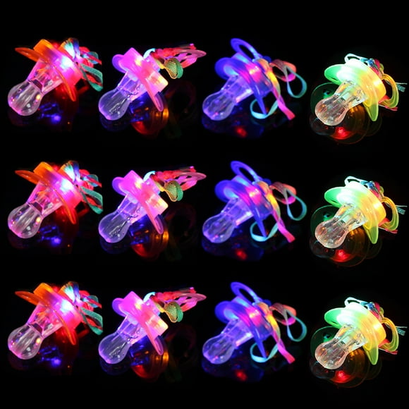 Bangcool 12PCS LED Party Necklace Creative 3-LED Pacifier Light up Necklace Party Whistle