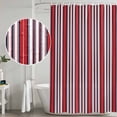 thumbnail image 4 of Polyester Fabric Red Pink Stripes Shower Curtain, Country Simple Gradient Vertical Lines Waterproof Bathtub Curtain Bathroom Decor Set with Hooks 36 x 72 Inches, 4 of 6