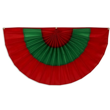 

Christmas Cotton Flag Bunting by Old Glory Bunting. 2 x 4 Fully Sewn Red & Green 3 Stripe Xmas Fan Flag Bunting Banner. Pleated Fans Made in The USA! Free Shipping Available!