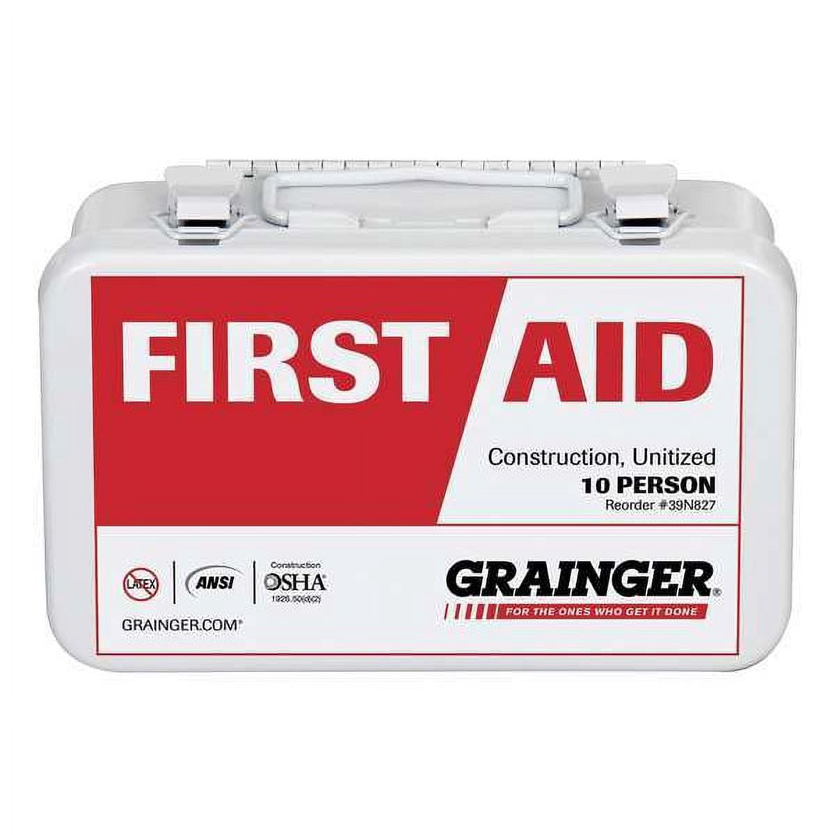 First Aid Kit and Housing, Metal 74 Components, 10 People Served 54582