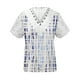 thumbnail image 4 of ICHUANYI Clearance Women Fashion Summer Sexy Fold Printed Regular Women Short Sleeves V Neck Button Top(Light Blue, XL) ICHUANYI WER2023080805875, 4 of 5