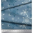 thumbnail image 3 of Soimoi Blue Rayon Fabric Snow Flakes Floral Print Fabric by Yard 42 Inch Wide, 3 of 3