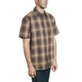 thumbnail image 5 of YAGO Men's Casual Plaid Short Sleeve Woven Button Down Shirt Brown AB21 (3X-Large), 5 of 8