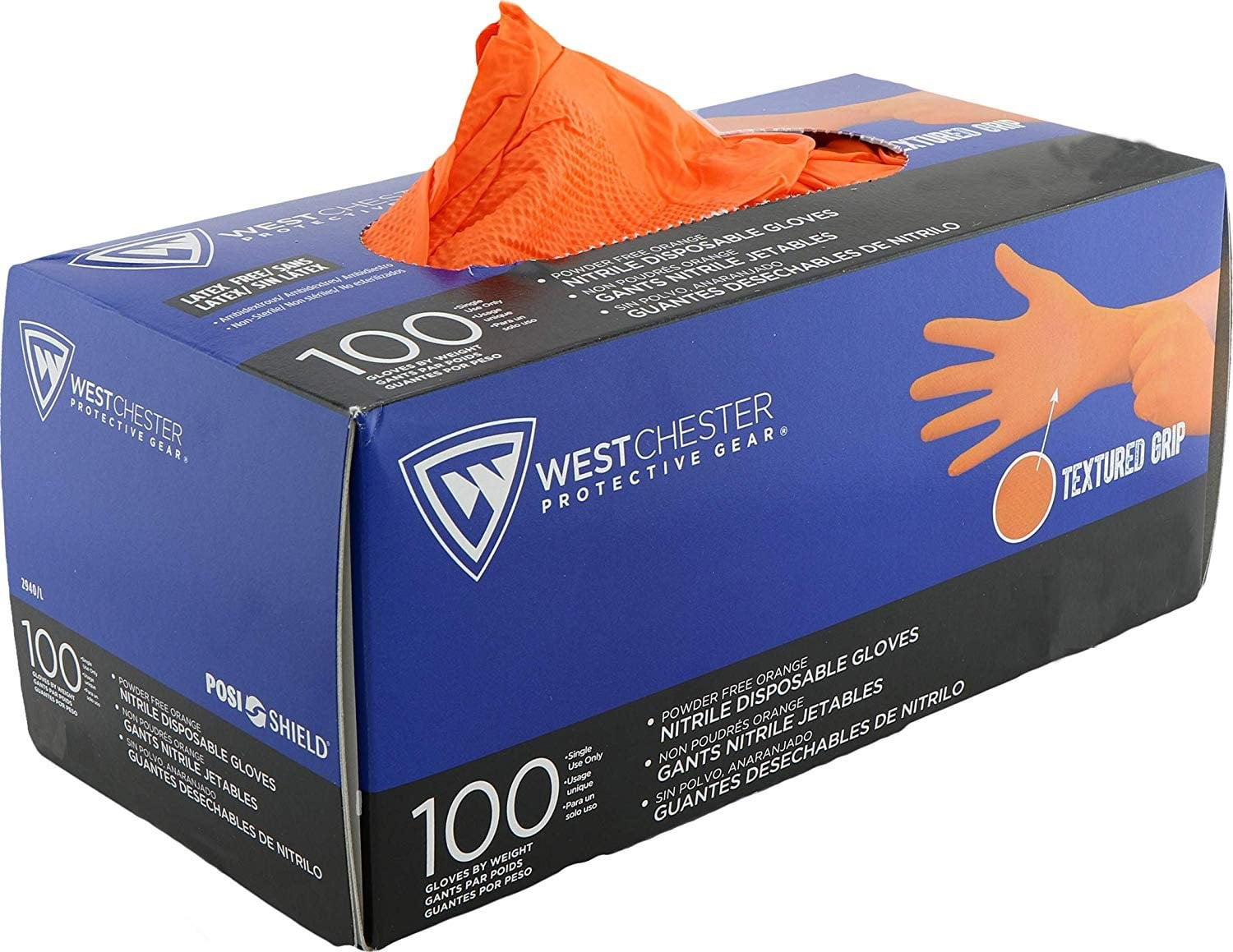 7 mil 10 Boxes of 100 Commercial Powder Free Disposable Nitrile Gloves 1000 240mm Micro Diamond Textured Orange Size M 