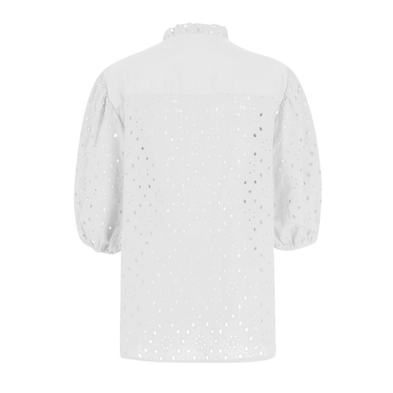 トップス Eyelet Jersey Jacquard Top - white Eyelet Jersey Jacquard Top - white