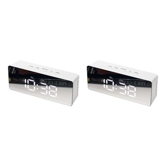 Riwesomey Reloj despertador LED digital 12H 24H Función de repetición de alarma Reloj de espejo Termómetro de interior Relojes electrónicos Type1 NO1