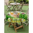 thumbnail image 3 of Easter Bunny Outdoor Tablecloth - 54 Inch Round Dining Table Cover, Spring Garden Floral Botanical Plaid Rustic Waterproof Outdoor Table Cloth with Umbrella Hole & Zipper for Picnic/Patio/Party, 3 of 7