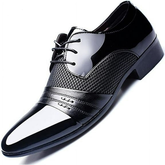 Men's 2024 Dress Shoes Patent Leather Shoes Soft Sole Breathable Mesh Business Casual Oxford