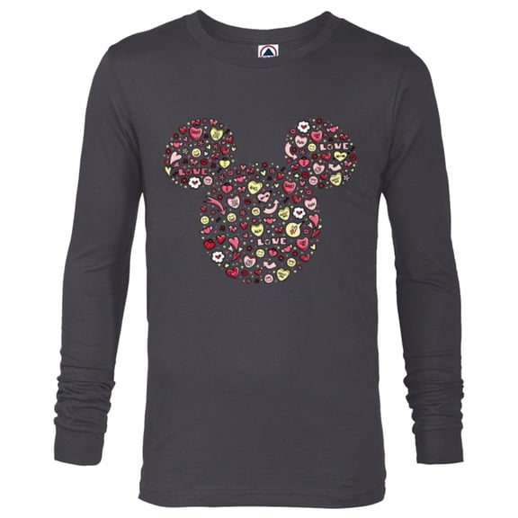 Disney Mickey Mouse Head Filled with Love Valentine’s Day - Long Sleeve T-Shirt for Men - Customized-Charcoal Heather