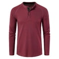 thumbnail image 3 of Avamo Mens Henley Waffle Casual Long Sleeve Lightweight Button T-Shirts Autumn Regular Fit Shirt, 3 of 4