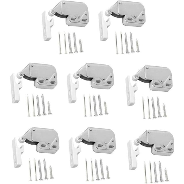 Solución de bloqueo ajustable para muebles, minicerradura de empuje con clip de resorte incorporado para gabinetes de cocina, hebilla de bloqueo automático universal para uso en el hogar y la oficina