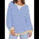 thumbnail image 1 of Sudaderas A Rayas para Mujer, Camisetas de Larga con Cuello Redondo de Gran Tamaño, Jersey Y2K, Ropa de Moda de Otoño Azul XL, 1 of 8