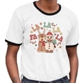 thumbnail image 2 of Singing Snowman and Reindeer Ringer Tee Shirt Unisex Large White/Black, 2 of 5