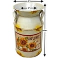 thumbnail image 5 of Decorative Milk Can Sunflower Designed Rustic Metal Vase Kitchen Farmhouse Decor Shelf  Counter 8.25" x 5", 5 of 5