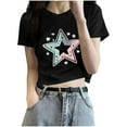 thumbnail image 2 of Rezuofi 2 Pcs Cowgirl Shirt Women Embroidery Western Outfits PU Leather Star Graphic Tees Short Sleeve Tops, 2 of 6
