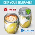 thumbnail image 4 of 12oz Stemless Wine Tumblers Yellow Lemon Fruit Slices White Pattern Vacuum Insulated Stainless Steel Travel Tumbler Cups Mug with Lid and Straw for Champaign,Cocktail,Beer with Cleaning Brush, 4 of 5