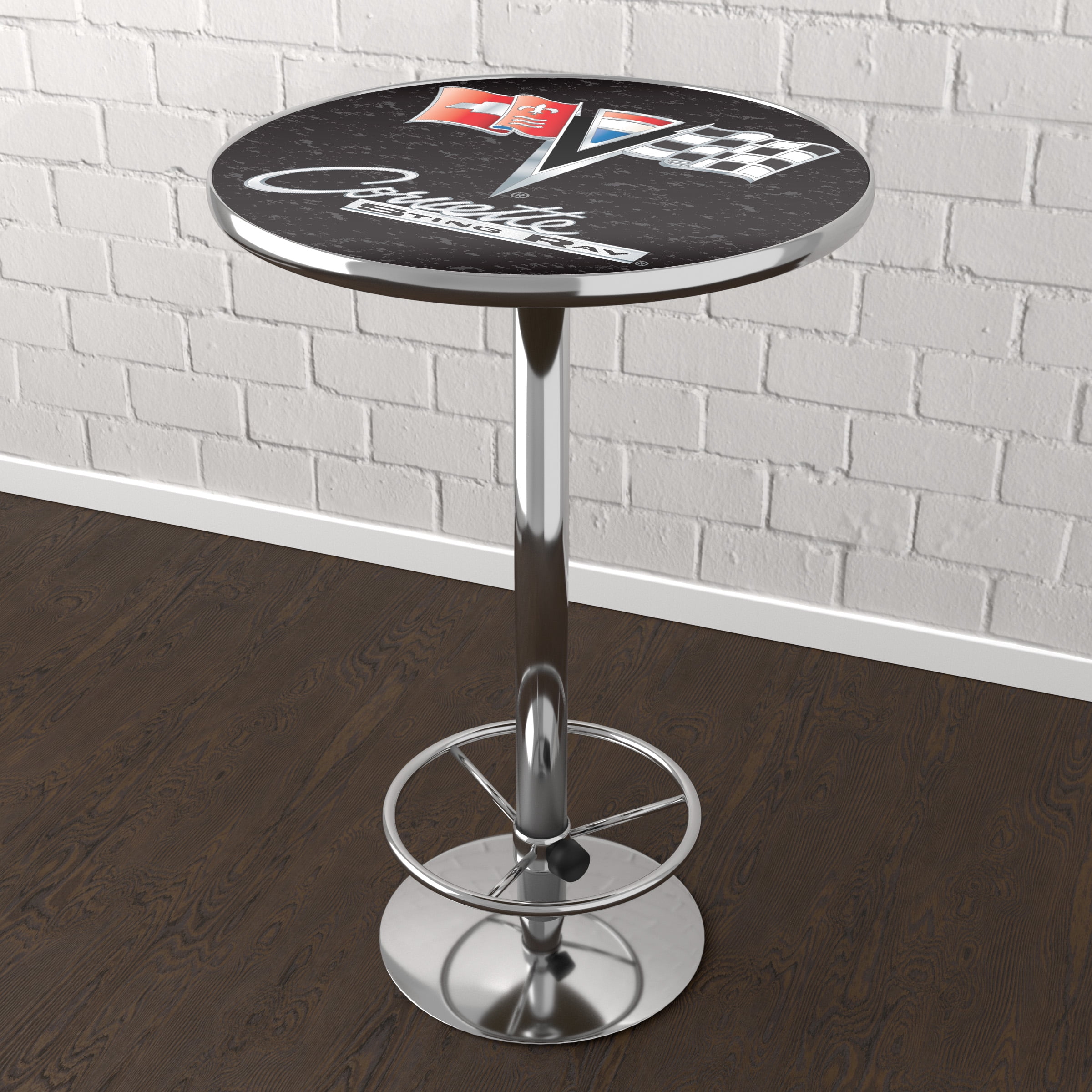 Corvette C2 Black Bar Table with Adjustable Footrest and Acrylic Top
