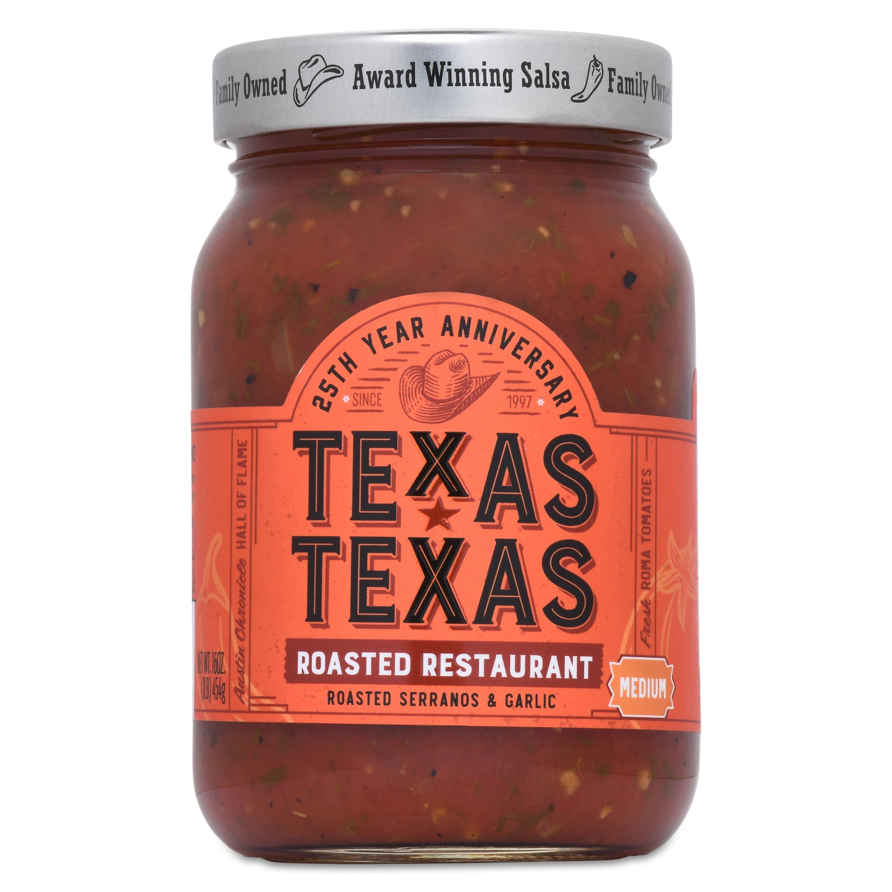 Texas Restaurant Style Roasted! Medium Salsa 16 oz. Jar
