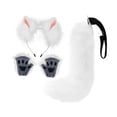 thumbnail image 2 of Orejas y cola de zorro para cosplay para mujeres y niñas, accesorios de cosplay, disfraz de Halloween de peluche blanco rosa, 2 of 9
