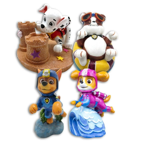 Penn-Plax Paw Patrol Aquarium Resin Decoration Multi-color Bundle – 4 Pieces – Mini